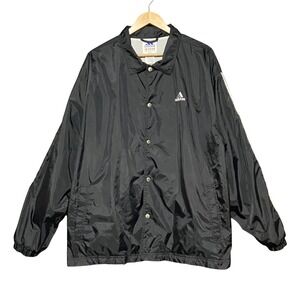 Adidas Vintage Mens Black Nylon 3 Stripe Mesh Lined Coaches Jacket Large Trefoil